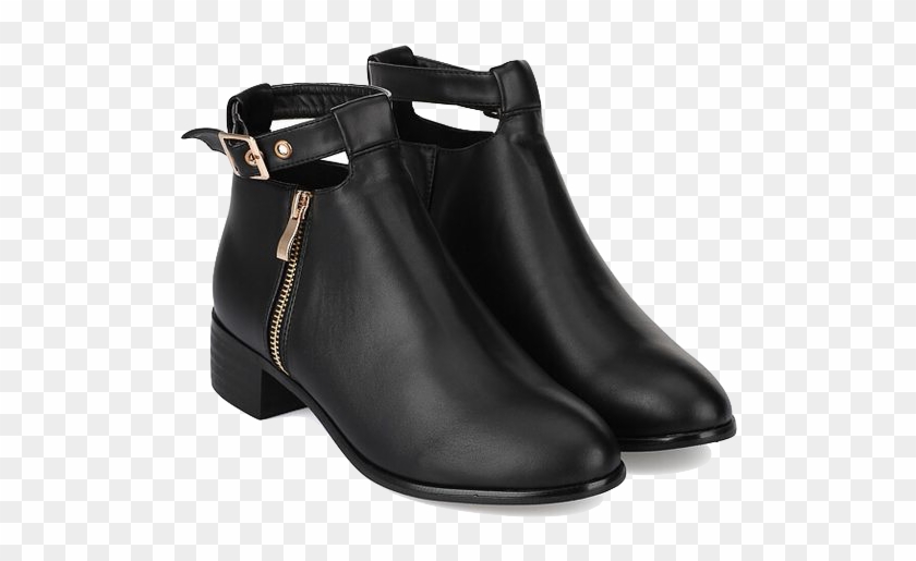 Black Leather Ankle Boots With Side Zipper - Fashion Boot #801932