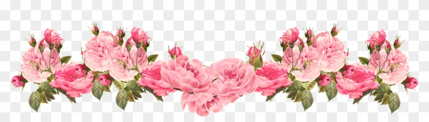 Pink Flowers Rose Clip Art - Floral Border Transparent Background #802007