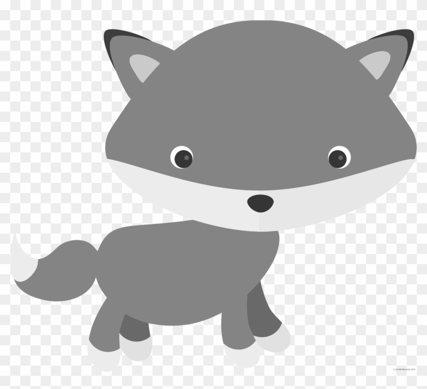 Cute Fox Animal Free Black White Clipart Images Clipartblack - Baby Fox Free Clipart #802148