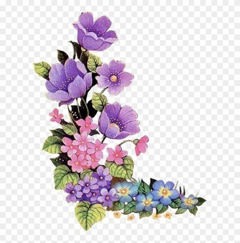 Purple Flower Border Clip Art On - Purple Flower Png #802253