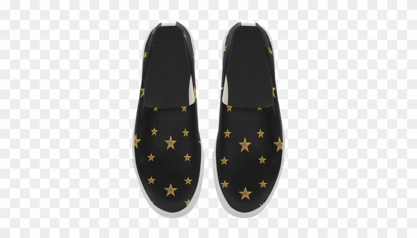 Twinkle Twinkle Little Star Gold Stars On Black Apus - Slip-on Shoe #802632