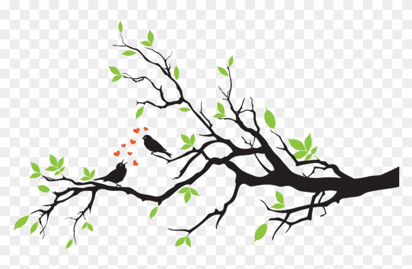 Birds On Branch In Love Wall Decal - Love Birds Transparent Background #802694