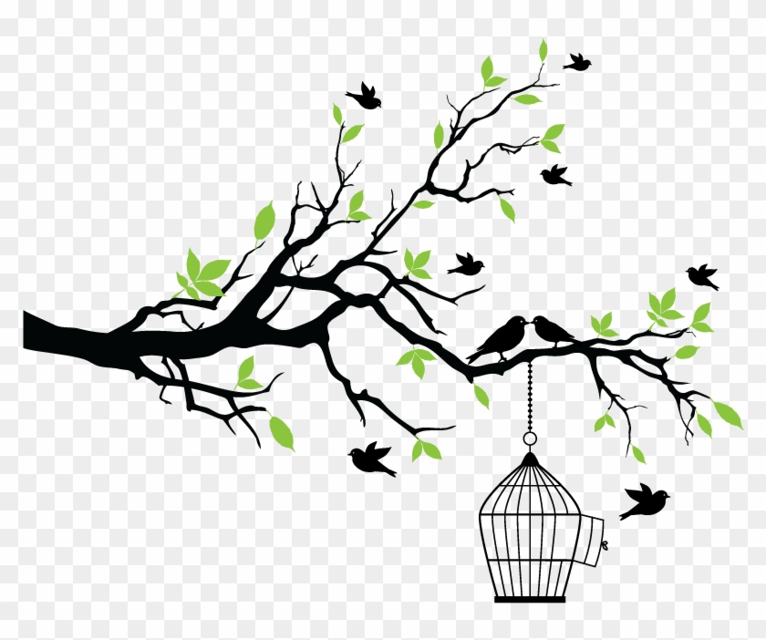 Aves Flores Vintage Dibujos Png - Tree Branch Vector - Free Transparent PNG  Clipart Images Download