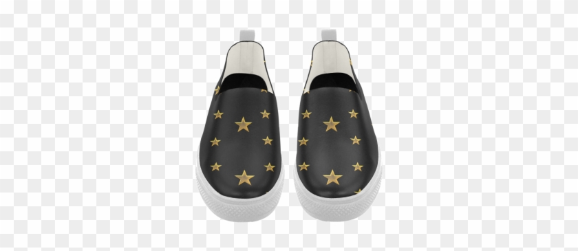 Twinkle Twinkle Little Star Gold Stars On Black Apus - Slip-on Shoe #802742