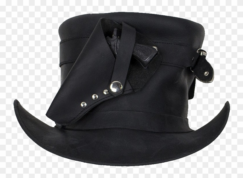 Black Leather Deadman Top Hat With Gun Holsters - Handgun Holster #802779