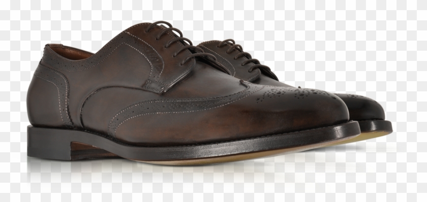 Wilson Dark Brown Leather Wingtip Derby Shoes Santoni - Santoni Designer Shoes Wilson Dark Brown Leather Wingtip #802807