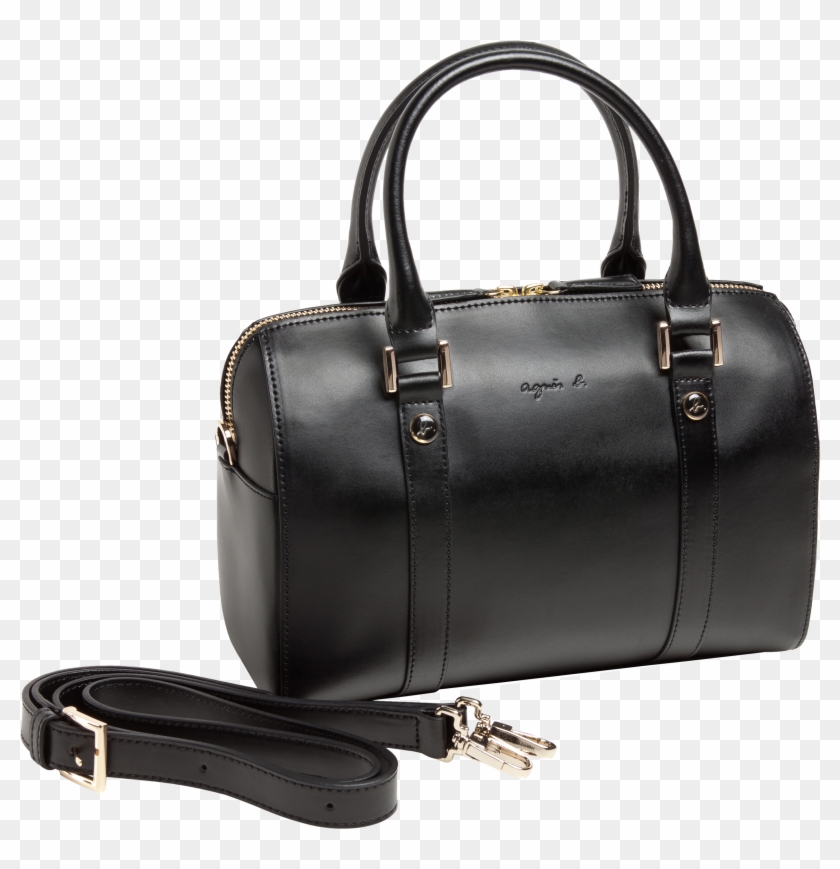 Black Bag Boston Topstitched Leather - Handbag #802818