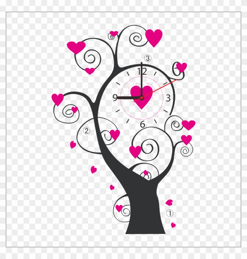 Diy Love Tree Wall Clock Creative Watch Sticker Home - Gearbest Loving Tree Style Wall Clock Sticker #802836