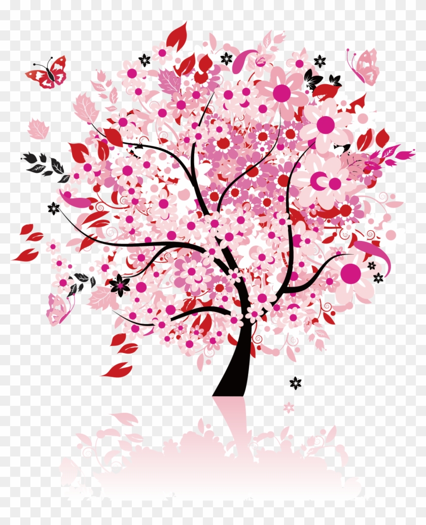 Cherry Blossom Poster - Pink Tree Full Wall Mural Size: X-large #802928