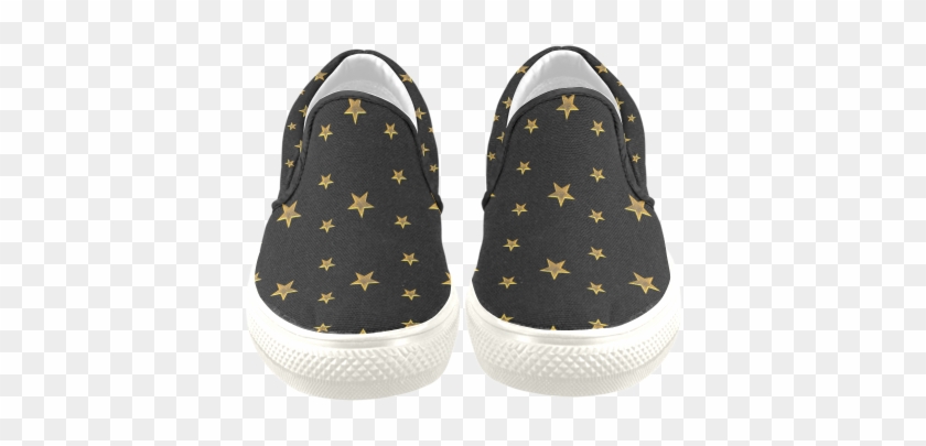 Twinkle Twinkle Little Star Gold Stars On Black Women's - Slip-on Shoe #803123