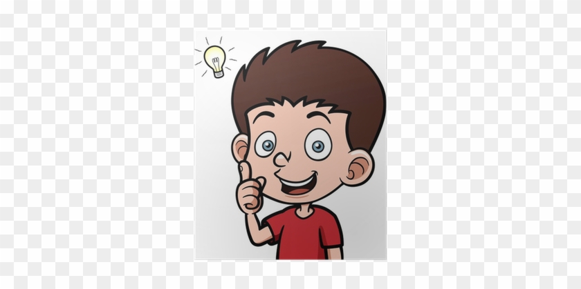 Vector Illustration Of Boy With A Good Idea Poster - Illustration #803455