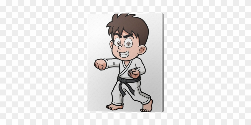 Vector Illustration Of Boy Karate Player Canvas Print - Kartun Karate #803507