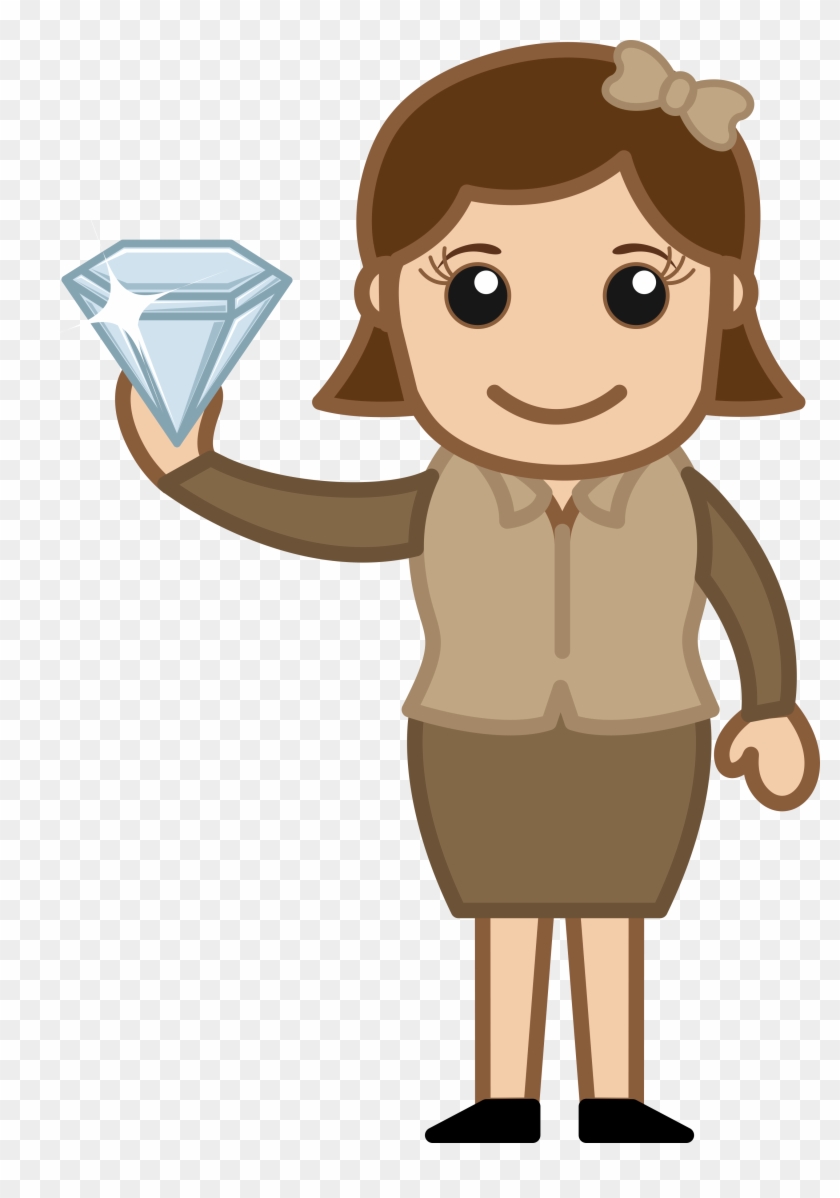 Cartoon Girl Holding A Diamond Myvrojod - Cartoon With Board Png #803727