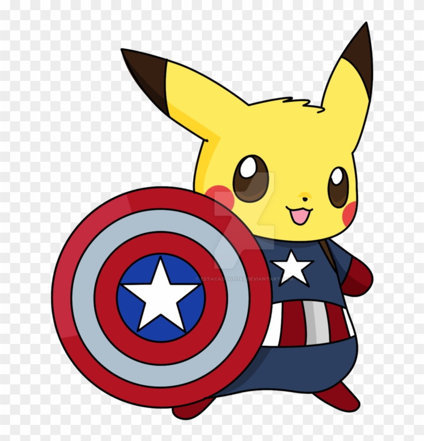 Pikachu Wearing Captain America's Uniform - Pikachu As Captain America #803739