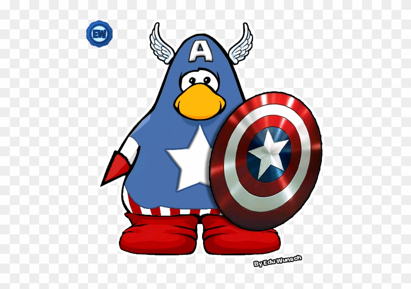 Captain America Club Penguin By Edudablio - Club Penguin Captain America #803786