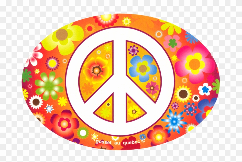 Peace Sign Over Hippie Flowers - Hippie Flowers #804339