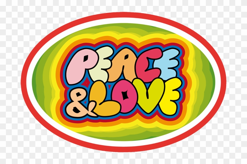 Peace And Love Oval - Stickers Peace And Love #804346