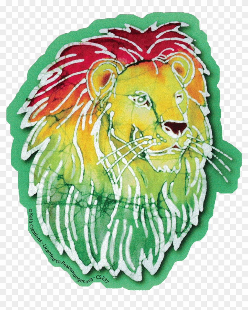 Rasta Lion Batik - Rasta Lion Batik Bumper Sticker Decal 4 75 X 5 #804358