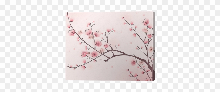 Oriental Style Painting, Cherry Blossom In Spring Canvas - Oriental Plum Blossom In Spring 009 Canvas Print - #804629