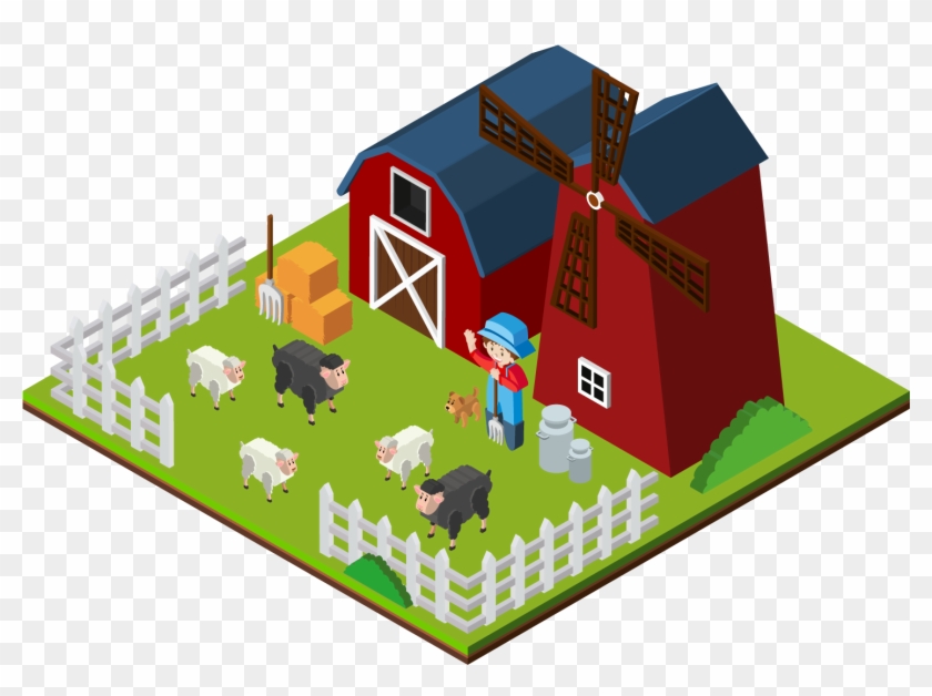 Farm 3d Computer Graphics Isometric Projection Illustration - 3d Computer Graphics #804864