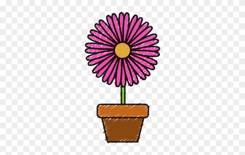 Flower In A Pot Illustration - Common Sunflower #804993