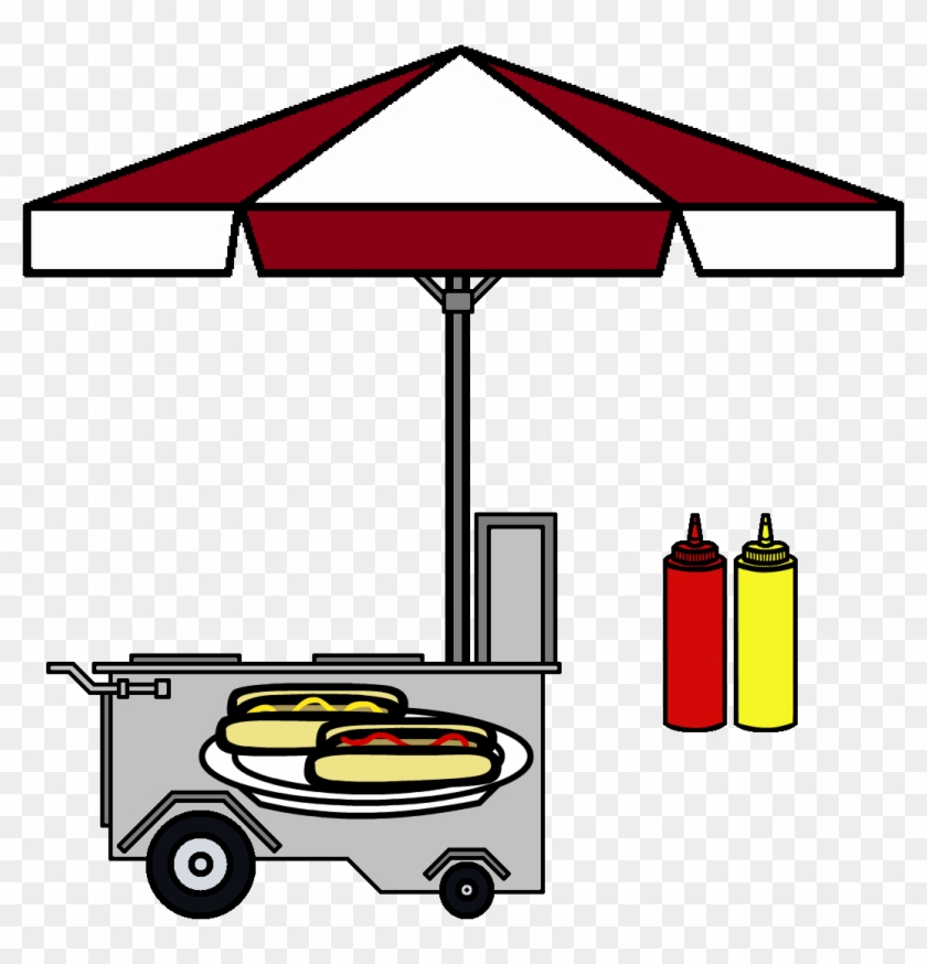 Hotdog Cart,ketchup And Mustard By - Hot Dog Cart Png #805176