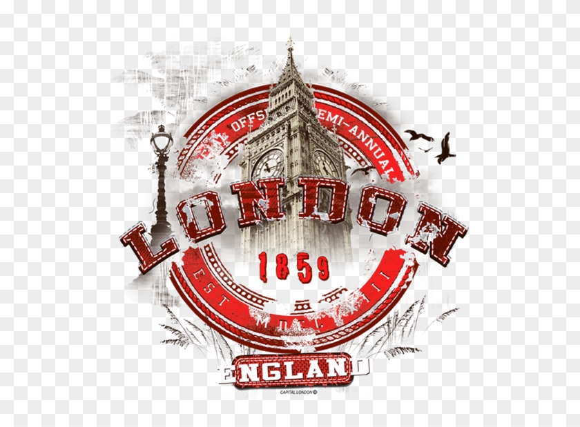 Oval Red Oval Red - Unisex Oval Denim Red Printed London Souvenir White #805372