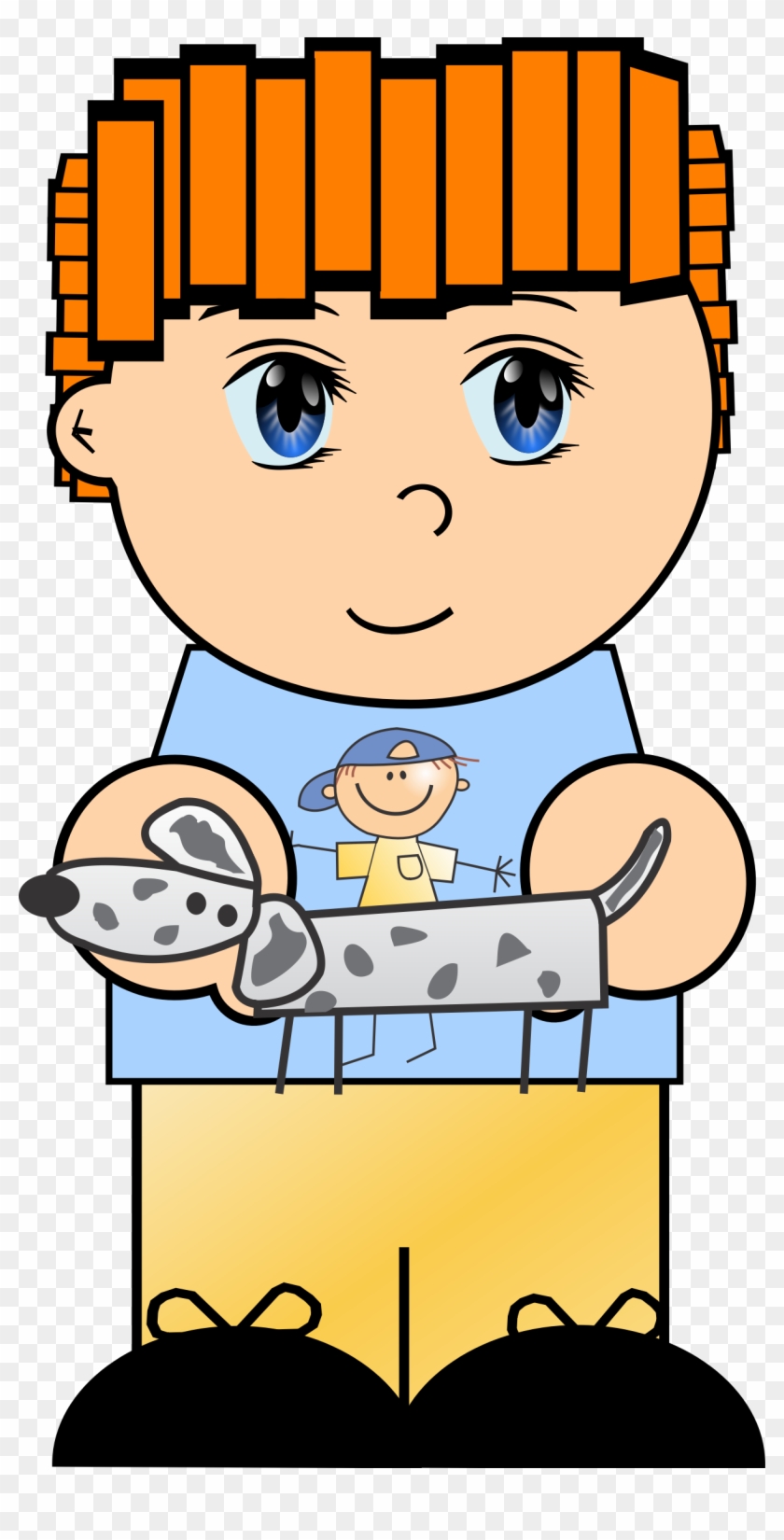 Cartoon Boy With Dog - Dog #805534