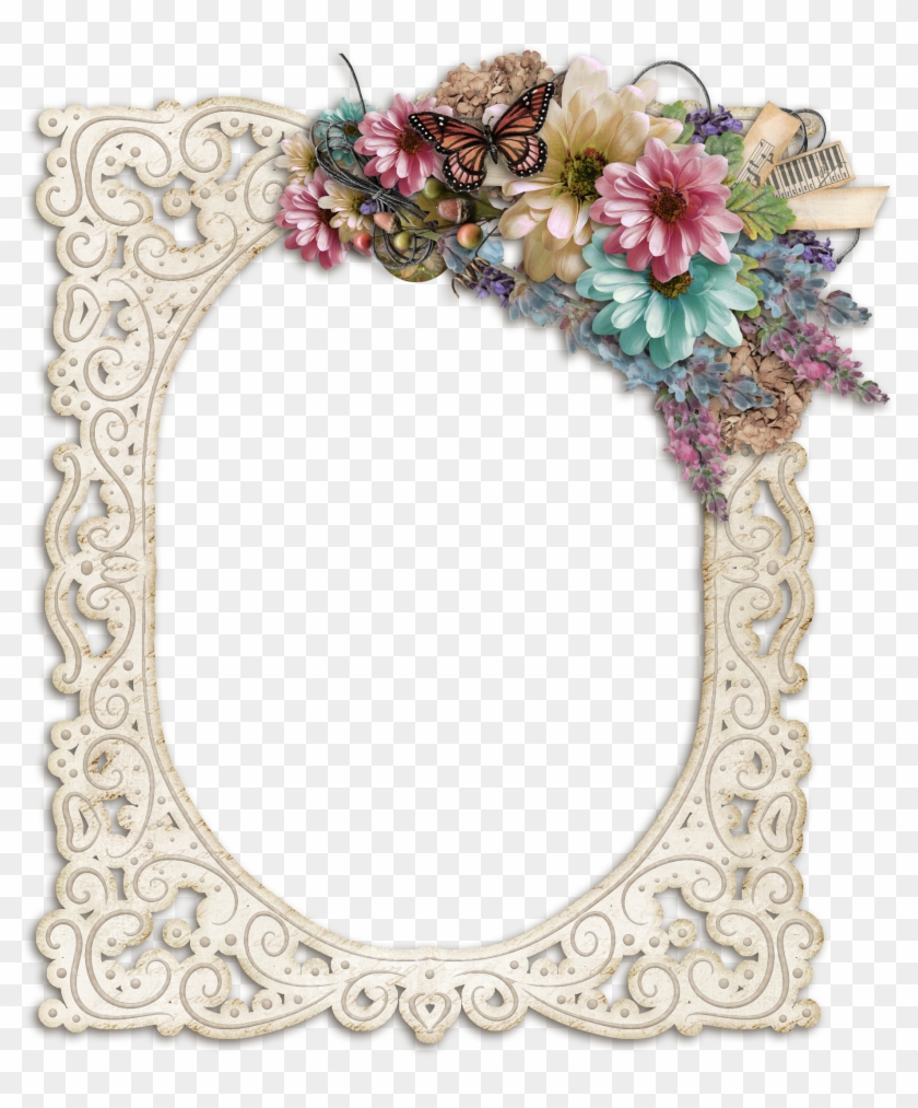 Lacy Frame With Flowers ~ Web - Dreamy Flower Frame Png Transparent #805576