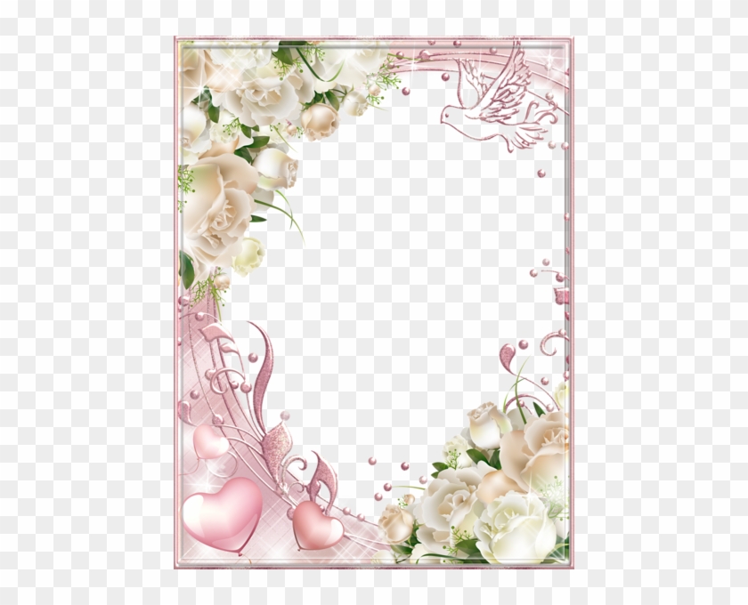 White Roses Pink Png Photo Frame - Wedding Borders And Frames Png #805635