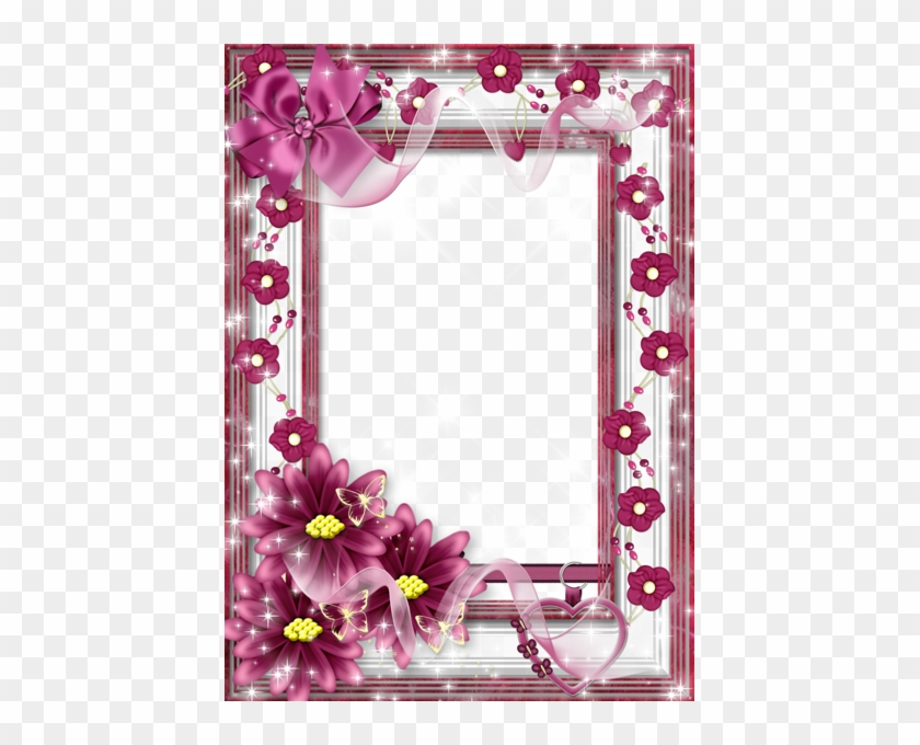 Beautiful Flower Transparent Frame With Pink Bow - Beautiful Frames For My #805637