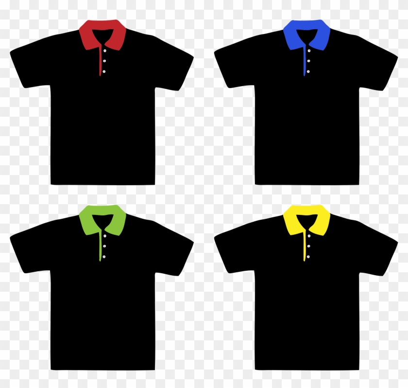 Polo Shirts 2 - Camisa Polo Preta Com Gola Amarela #805788