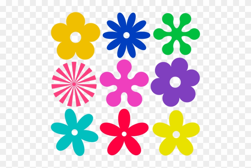 Selection Of Retro Flowers Vector Graphics - Groovy Retro Flowers Shower Curtain #805949
