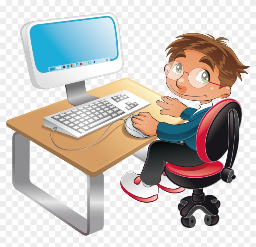 Student Computer Cartoon Clip Art - Student Computer Cartoon #806066