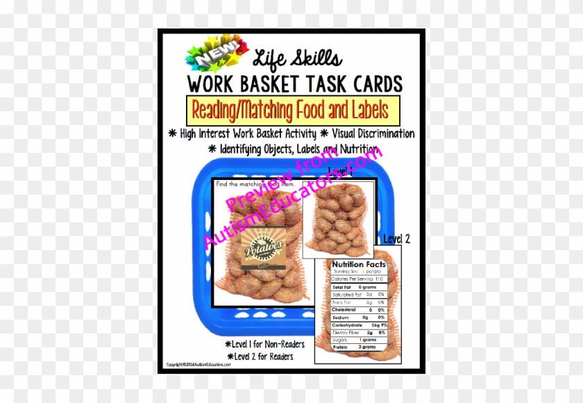 Life Skills Work Task Basket -reading Nutrition Labels - Prepackaged Meal #806312