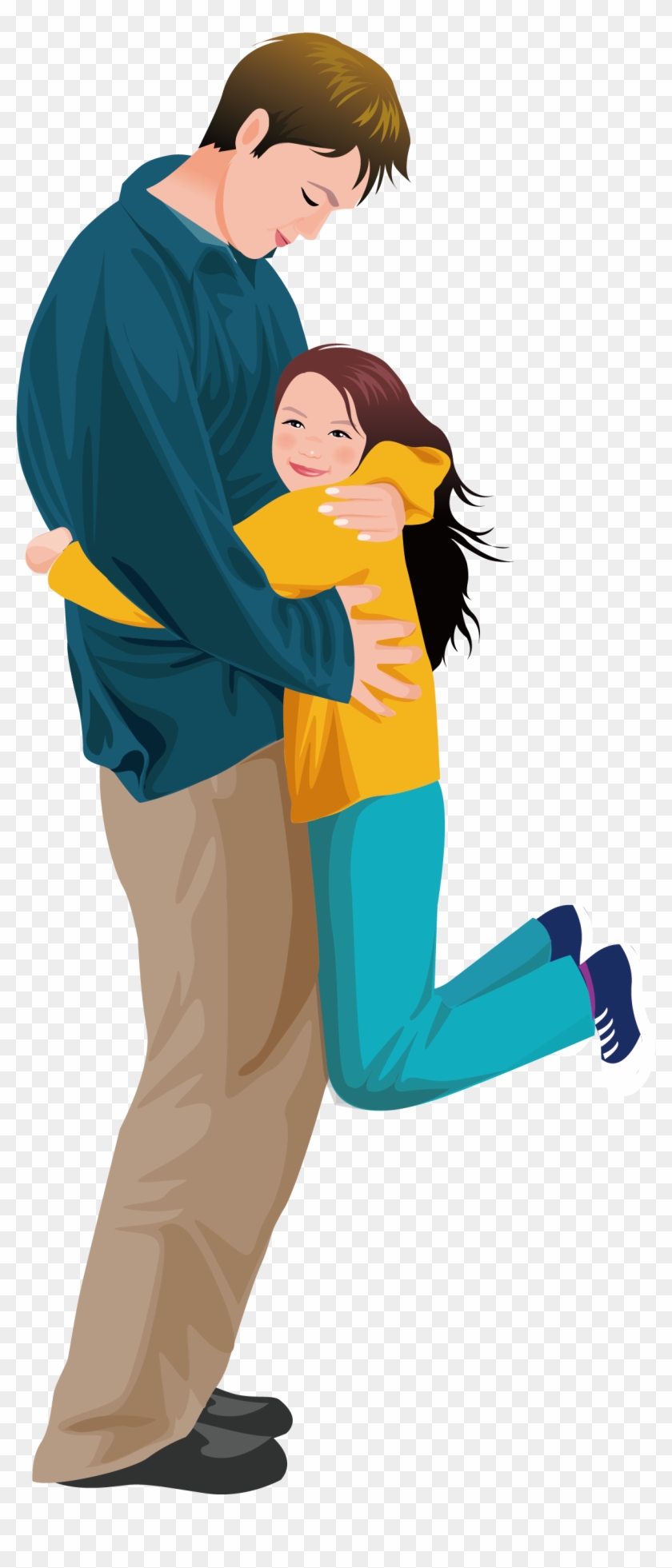 Father Daughter Hug Girl Illustration - Father And Daughter Illustration #806334