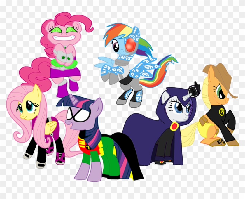 Pinkiedash, Beast Boy, Crossover, Cyborg , Earth Pony, - Пони Титаны #806690