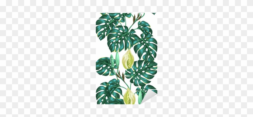 Seamless Pattern With Monstera Leaves - Fleurs Tropicales Png #806963