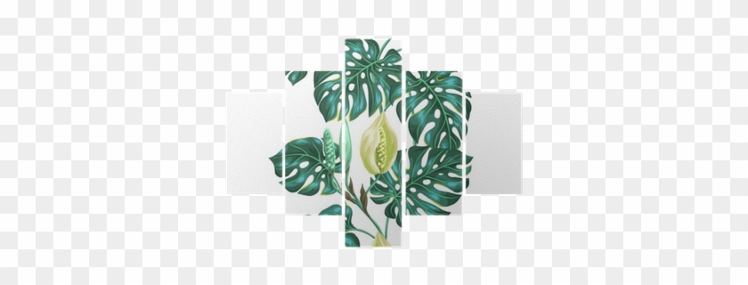 Seamless Pattern With Monstera Leaves - Monstera Deliciosa #806968