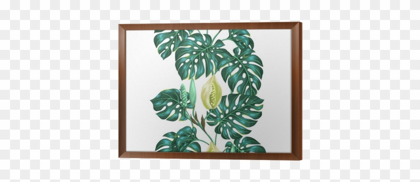 Seamless Pattern With Monstera Leaves - Fleurs Tropicales Png #806980