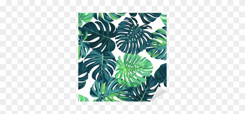 Vector Seamless Pattern With Green Monstera Palm Leaves - Grønne Blade Tapet #807019
