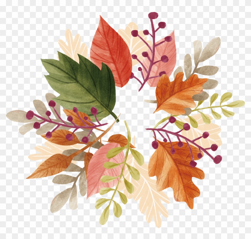 Watercolor Autumn Leaf Heading Box - Autumn Leaf Vector Png #807037