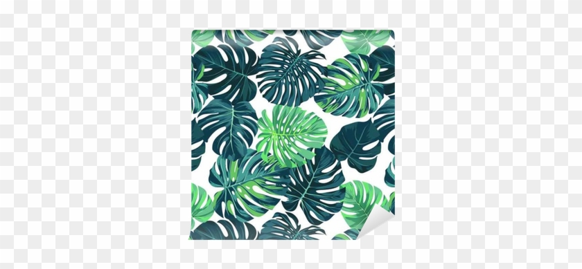 Vector Seamless Pattern With Green Monstera Palm Leaves - Grønne Blade Tapet #807040