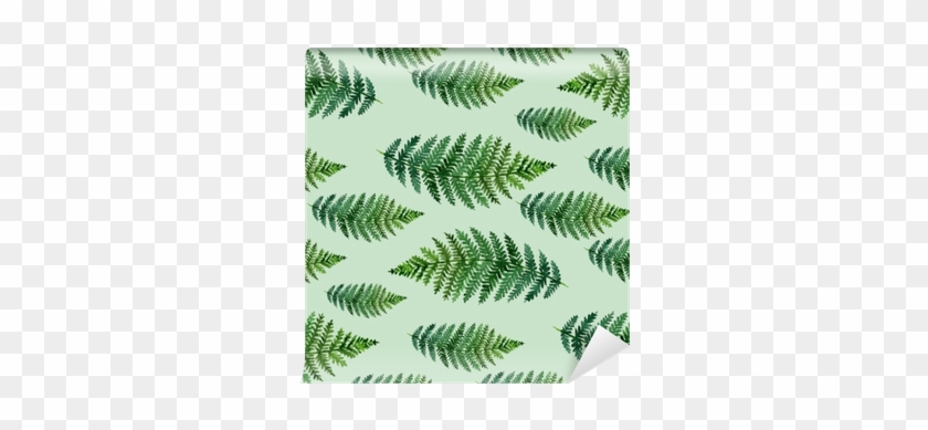Tropical Watercolor Abstract Pattern With Fern Leaves - Elegant Decor Green Leaves Printing Flat-shaped Roman #807057