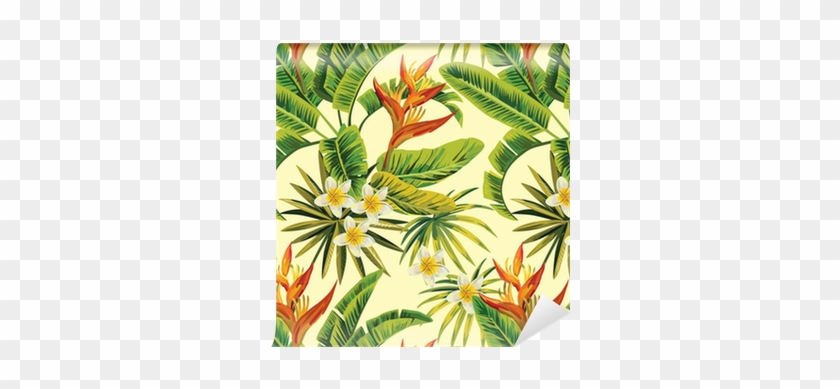 Tropical Exotic Flowers And Plants Pattern Wallpaper - East Urban Home 'monstera' Graphic Art Print #807064