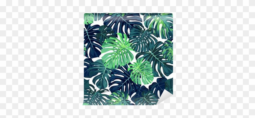 Green Vector Pattern With Monstera Palm Leaves On Dark - Monstera Palm Leaves Background #807069