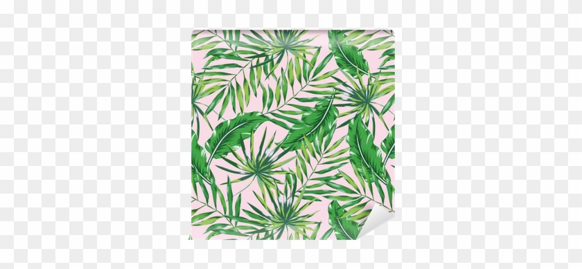 Green Palm Leaves On The Pink Background - Placemat #807070