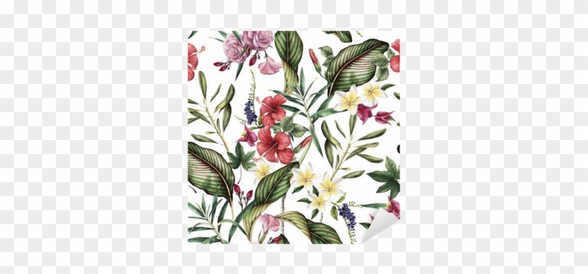 Seamless Tropical Flower Pattern, Watercolor - Costacover Self Adhesive Removable Vinyl Wallpaper #807154