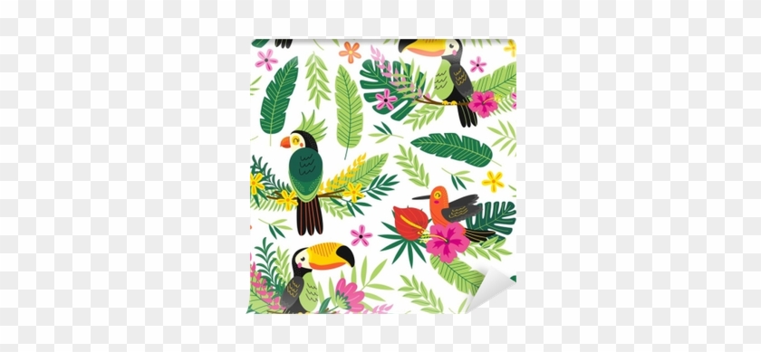Seamless Pattern With Tropical Birds - Vector Graphics #807217