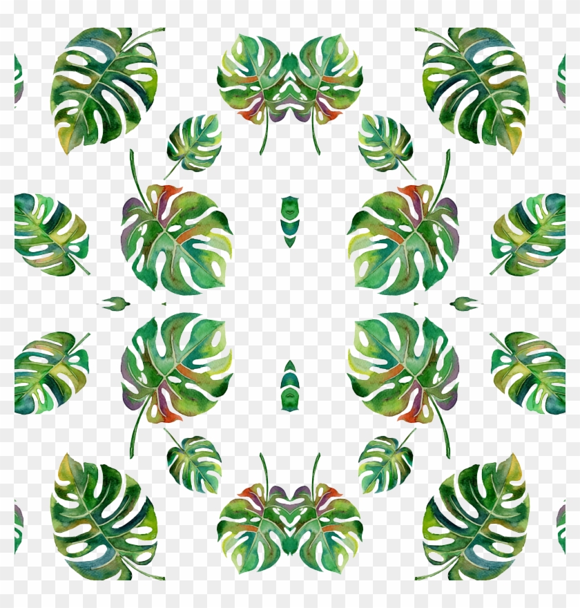 Tropical Island Palms Palm Leaves Watercolor Wallpaper - Minimalistic Wall Art - A3 Poster Met Boho Bladeren #807241